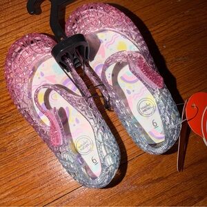 Wonder Nation Glitter Jelly Sandals Size 6 Pink Blue Ombre Sparkle Summer Shoes